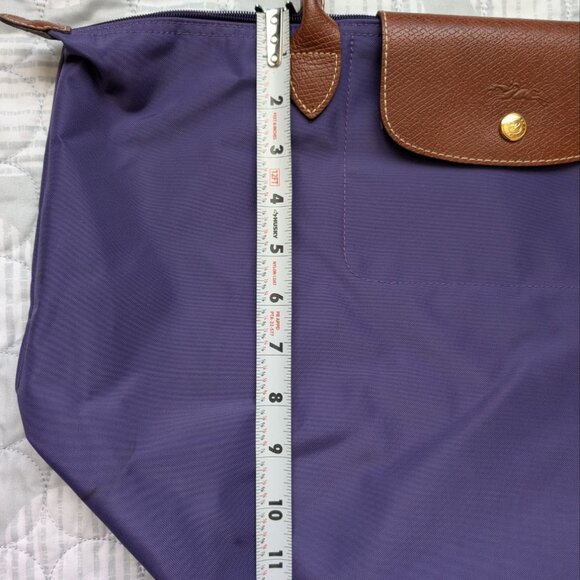 LONGCHAMP Le Pliage Original Large Tote Black Nylon Travel Should Purple - Picture 13 of 16